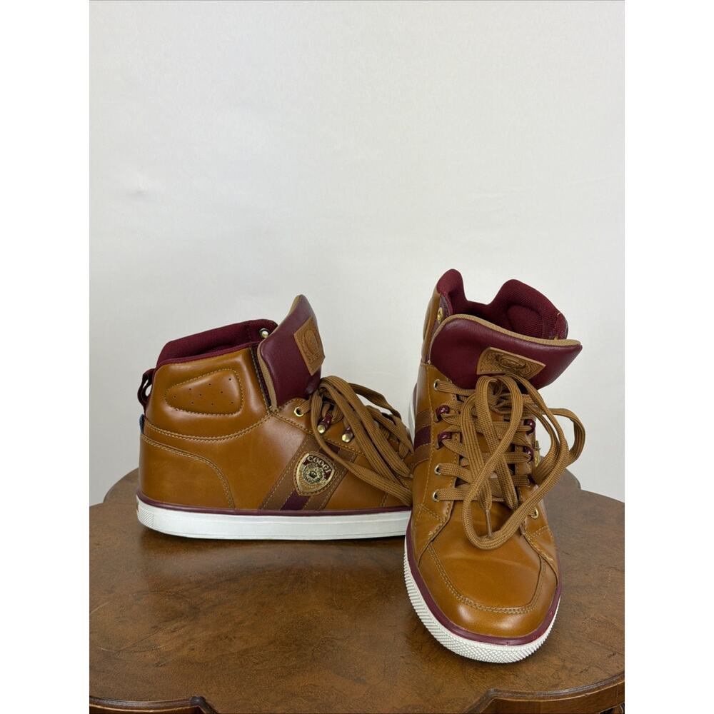 Coogi Mustard (Tan) & Burgundy Sneakers Men 11 CMF302 Retro Streetwear